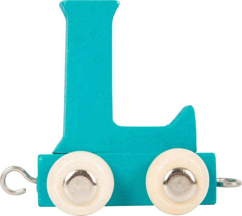 Small Foot - Houten Lettertrein Blauw - L - 12 stuks