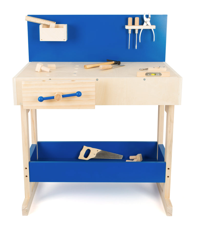Small Foot - Houten Speelgoedwerkbank Blauw met Accessoires