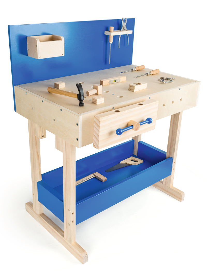 Small Foot - Houten Speelgoedwerkbank Blauw met Accessoires