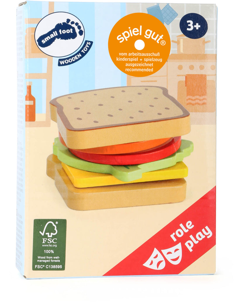 Small Foot - Houten Speeleten Sandwich met Bestek, 7dlg.