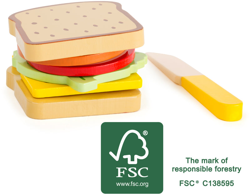 Small Foot - Houten Speeleten Sandwich met Bestek, 7dlg.