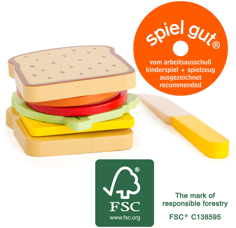 Small Foot - Houten Speeleten Sandwich met Bestek, 7dlg.