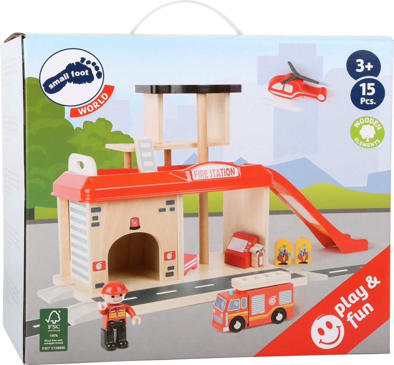 Small Foot - Houten Brandweerkazerne met Accessoires, 15dlg.