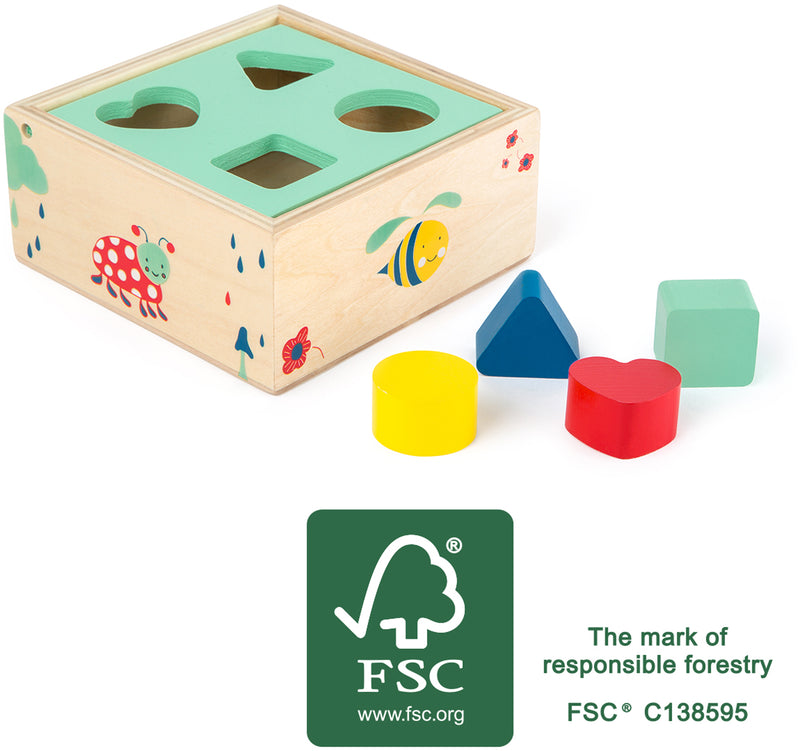 Small Foot - Houten Vormenstoof met Blokken Natuur, 5dlg.