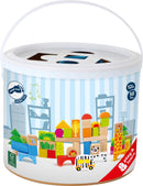 Small Foot - Houten Bouwblokken Dierentuin in Vormenstoof Emmer, 50dlg.