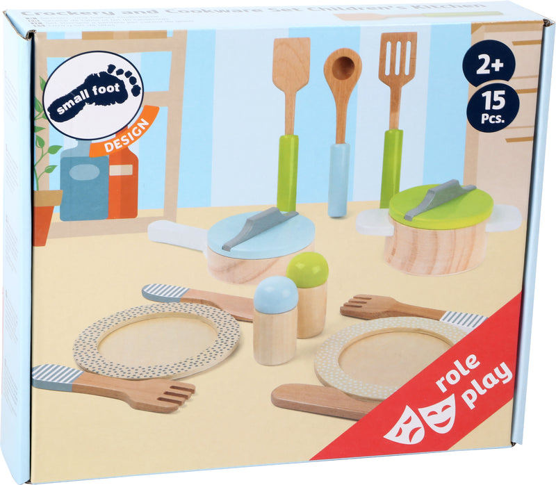 Small Foot - Houten Kookgerij en Servies Set, 15dlg.