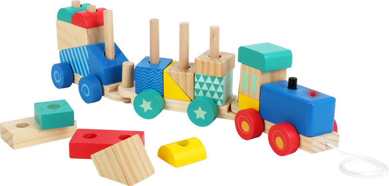 Houten trein sorteerspel met geluid en licht