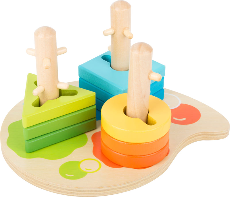 Small Foot - Houten Vormen en Sorterten Motoriek Stapelspeelgoed, 10dlg.