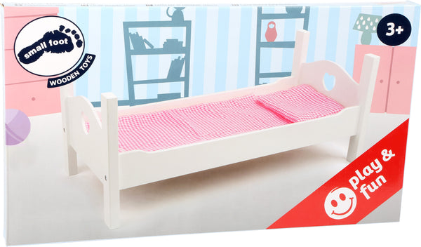 Small Foot - Houten Poppenbed Wit met Beddengoed, 4dlg.