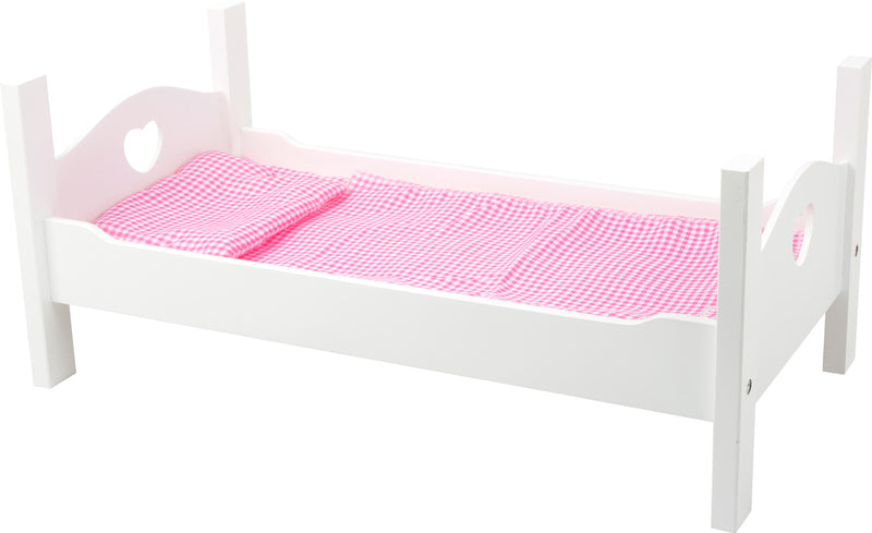 Small Foot - Houten Poppenbed Wit met Beddengoed, 4dlg.