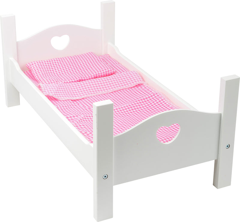 Small Foot - Houten Poppenbed Wit met Beddengoed, 4dlg.