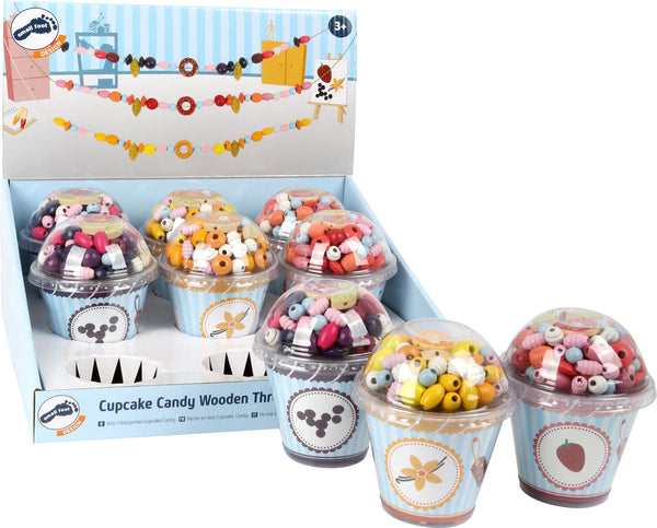Display houten rijgkralen Cupcake, "Candy"