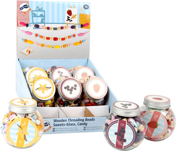 Display houten rijgkralen Snoeppot, "Candy"