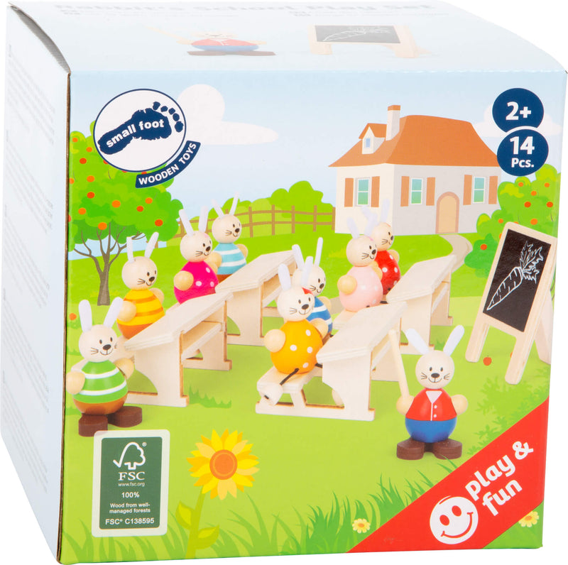 Small Foot - Houten Poppenhuis Konijnen School Klas Speelset