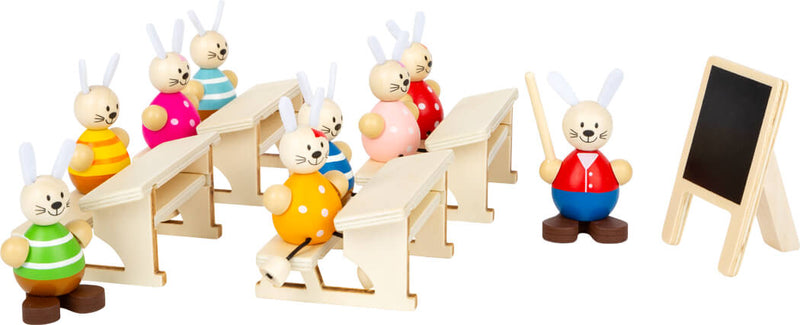 Small Foot - Houten Poppenhuis Konijnen School Klas Speelset