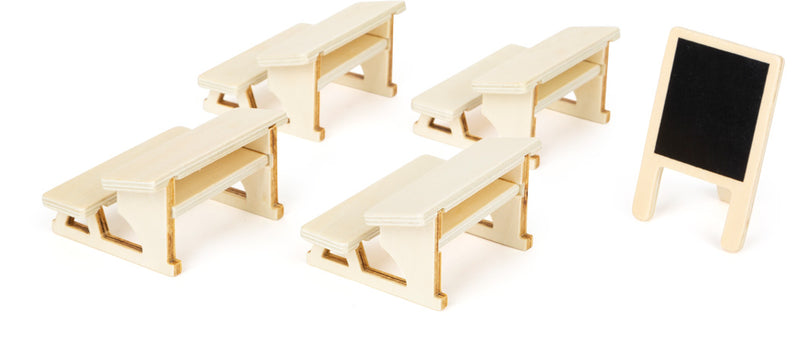 Small Foot - Houten Poppenhuis Konijnen School Klas Speelset