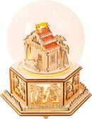 Lichtgevende kribbe sneeuwbol met muziekdoosje