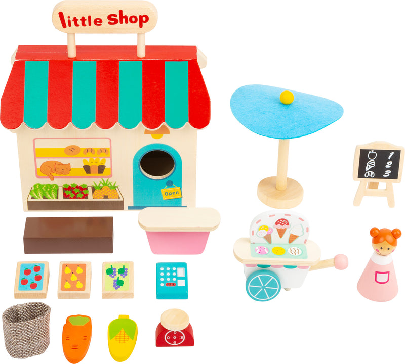 Small Foot - Houten Meeneem Speelwinkel Poppenhuis, 15dlg.