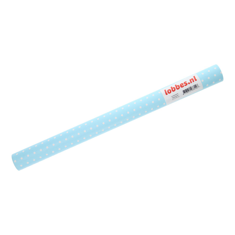 Inpakpapier Roze/Blauw met Stippen Dubbelzijdig, 3 mtr.