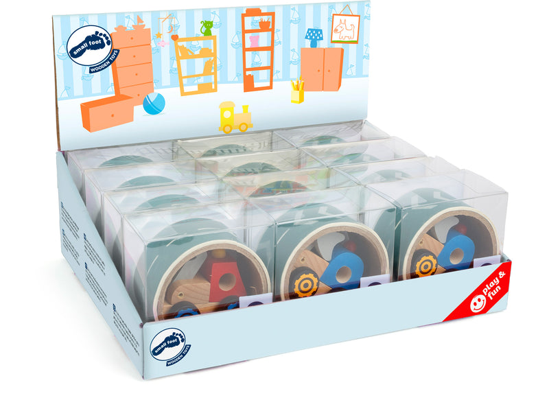 Houten vrachtwagen met zelfklevend weglint Display