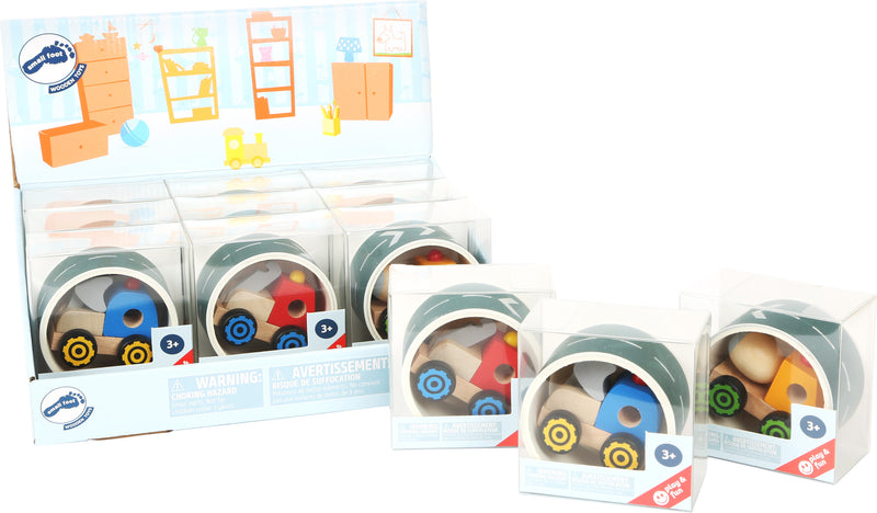 Houten vrachtwagen met zelfklevend weglint Display
