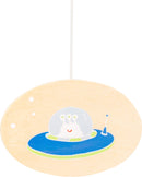 mobiel Space hout junior 49 cm blauw/blank