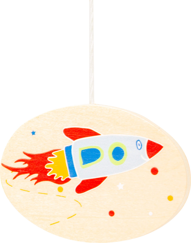 mobiel Space hout junior 49 cm blauw/blank