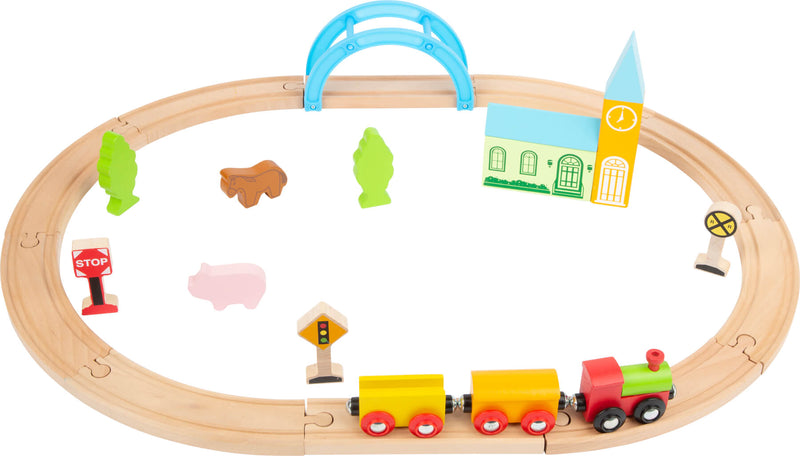 Small Foot - Houten Treinset Stad en Platteland, 24dlg.