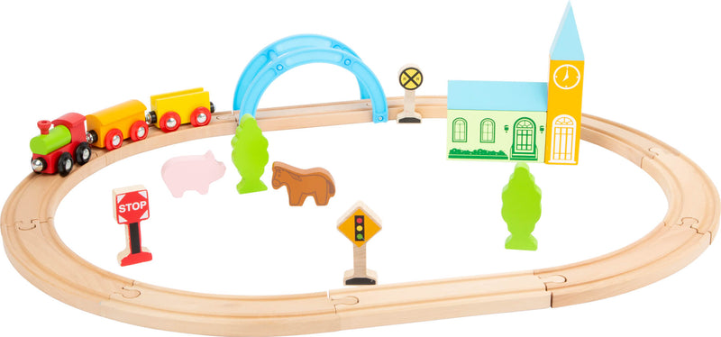 Small Foot - Houten Treinset Stad en Platteland, 24dlg.