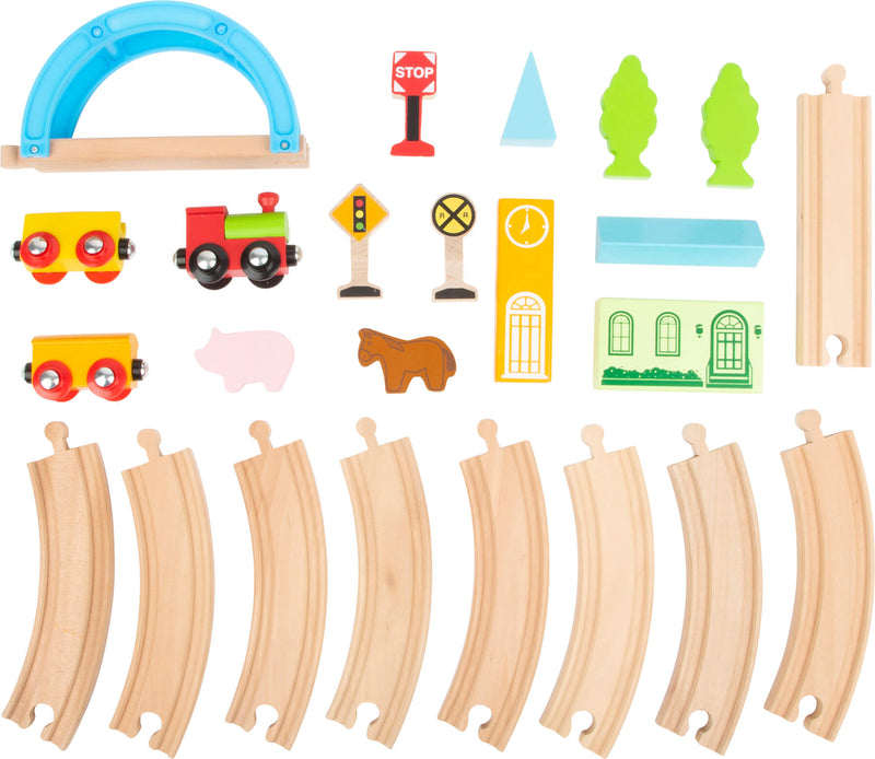 Small Foot - Houten Treinset Stad en Platteland, 24dlg.