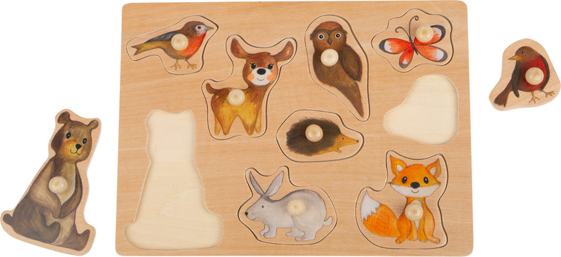Small Foot - Houten Noppenpuzzel Bosdieren, 9st.