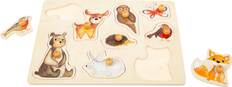Small Foot - Houten Noppenpuzzel Bosdieren, 9st.