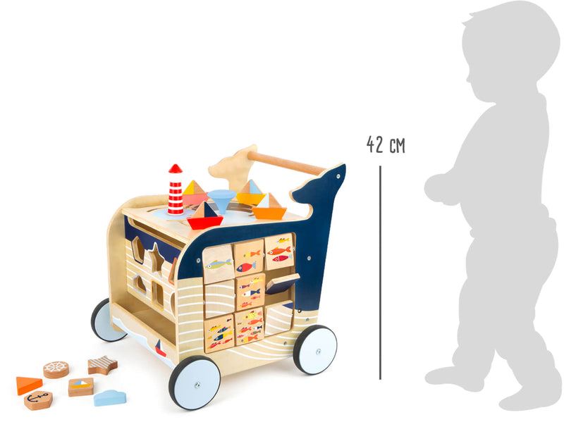 Small Foot  -  Houten Activiteiten Loopwagen Walvis