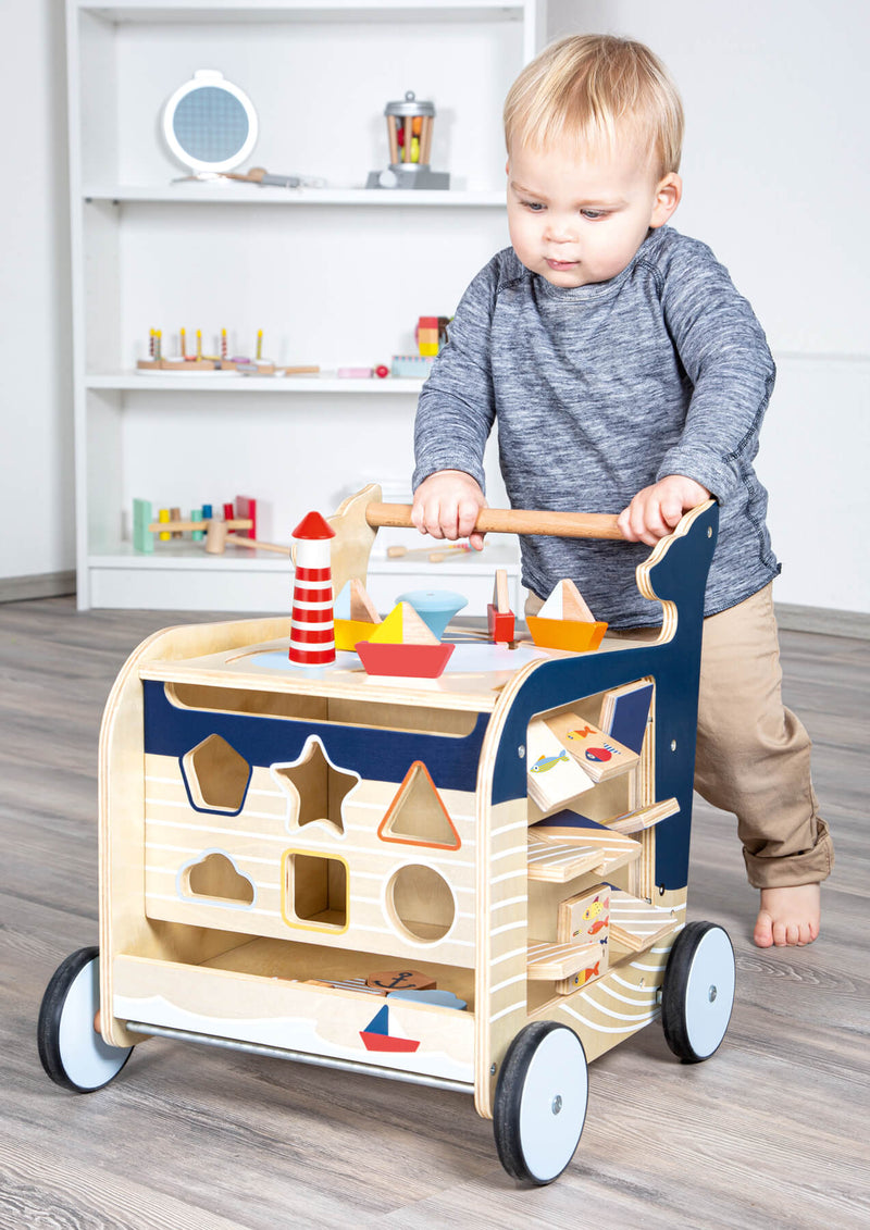 Small Foot  -  Houten Activiteiten Loopwagen Walvis