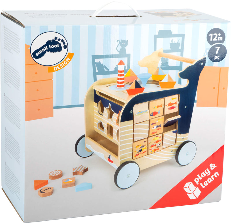 Small Foot  -  Houten Activiteiten Loopwagen Walvis