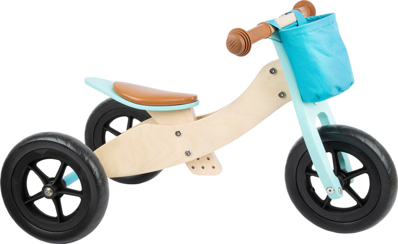 Small Foot - Houten Driewieler en Loopfiets 2in1 Maxi Turquoise