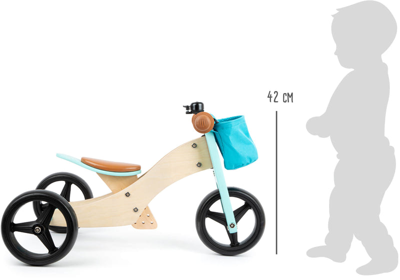 Small Foot  -  Houten Driewieler en Loopfiets 2in1 Turquoise