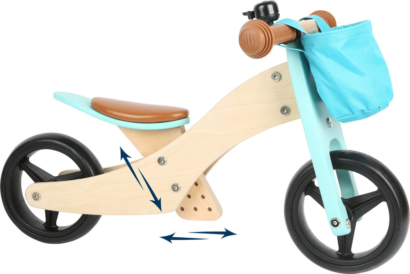 Small Foot  -  Houten Driewieler en Loopfiets 2in1 Turquoise