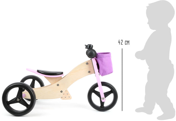 Small Foot - Houten Driewieler en Loopfiets 2in1 Roze