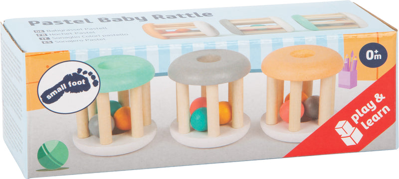 Small Foot - Houten Baby Ratel Pastel, 3st.