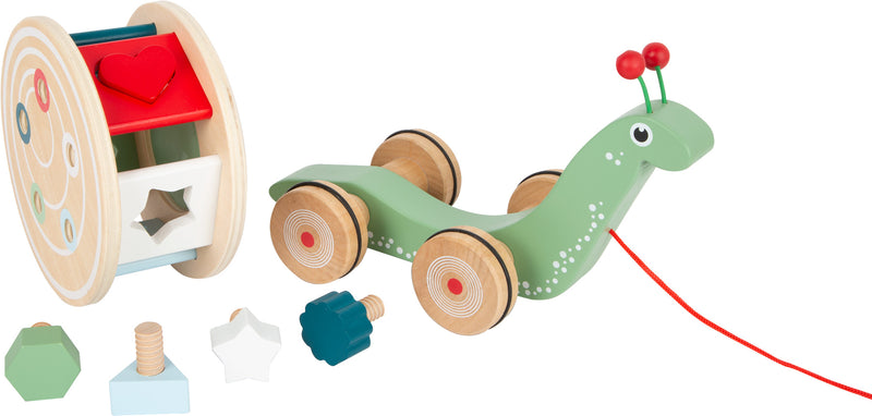 Small Foot - Houten Trekfiguur Vormenstoof Slak, 6dlg.