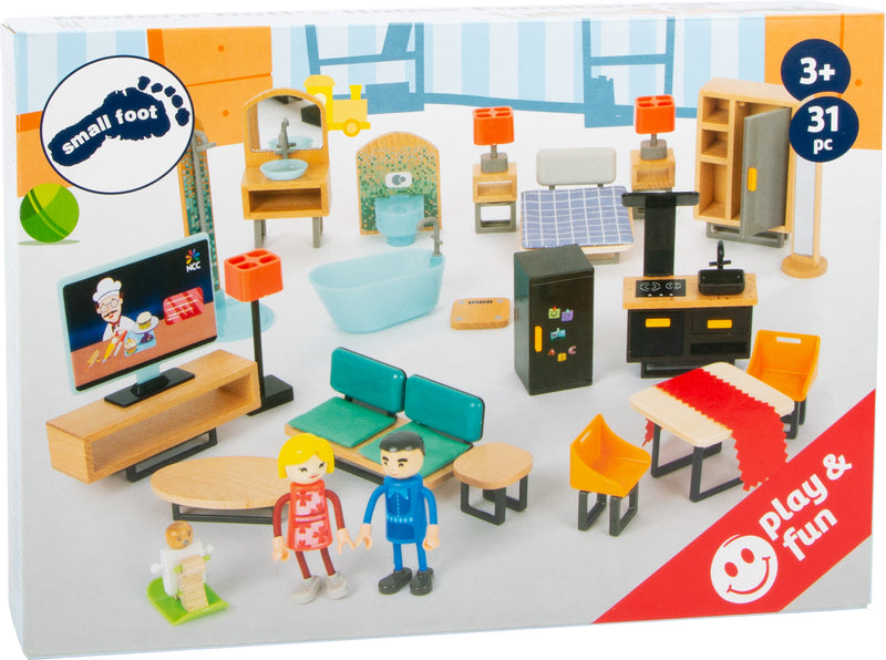 Small Foot - Houten Poppenhuis Meubeltjes Modern Complete Set, 31dlg.