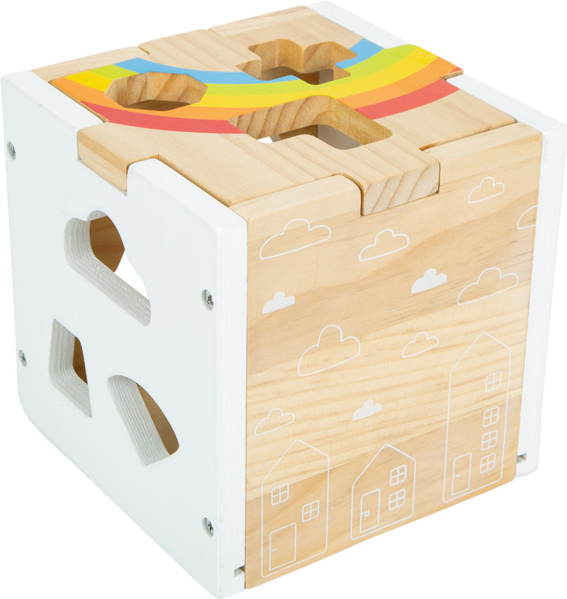 Small Foot - Houten Vormenstoof Kubus Regenboog,