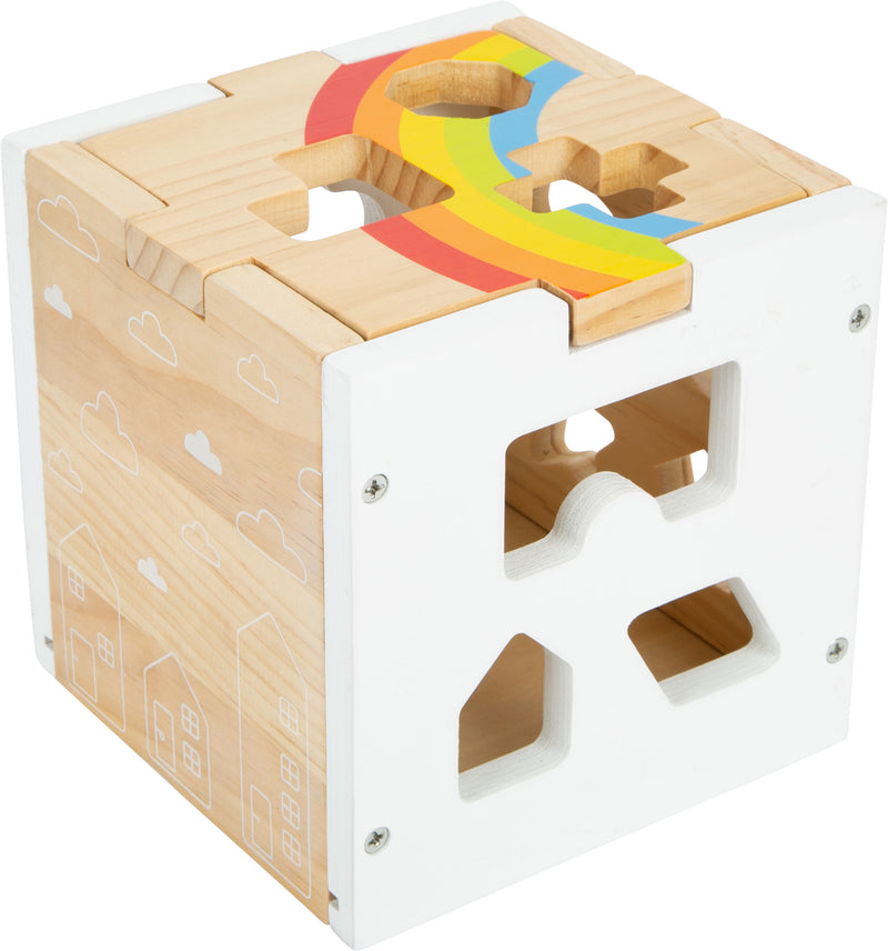 Small Foot - Houten Vormenstoof Kubus Regenboog,