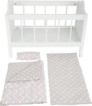 Small Foot - Houten Poppenbed Wit met Beddengoed Strepen, 4dlg.
