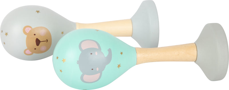 Small Foot - Houten Baby Rammelaar Maracas Dier, Set van 2