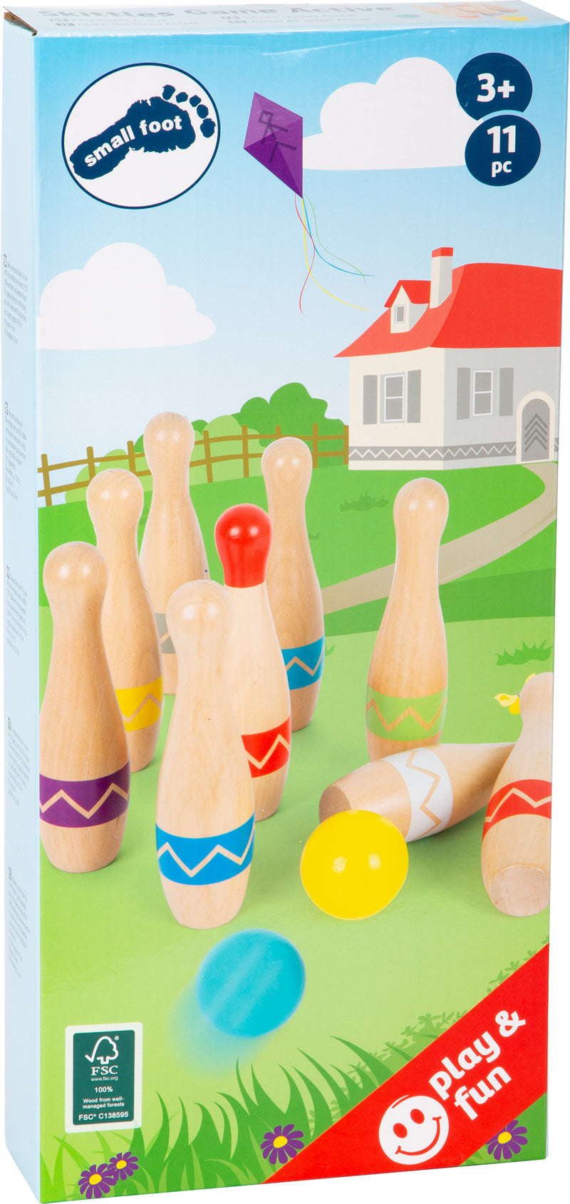 Small Foot - Houten Kegelspel met Zigzag Patroon, 11dlg.