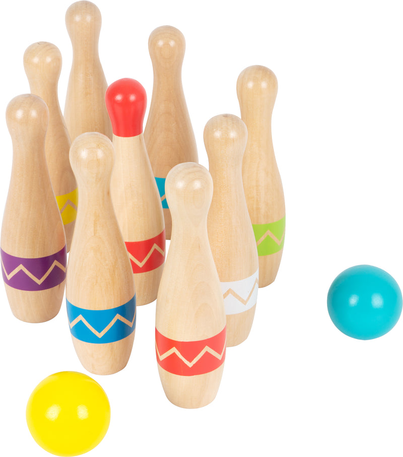 Small Foot - Houten Kegelspel met Zigzag Patroon, 11dlg.
