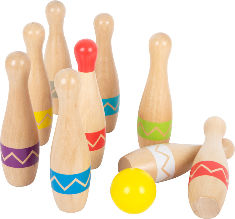 Small Foot - Houten Kegelspel met Zigzag Patroon, 11dlg.