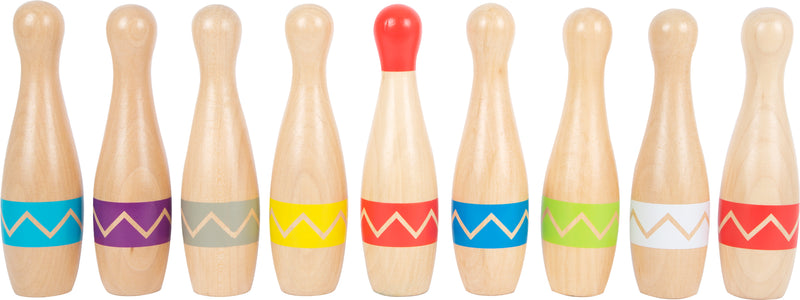 Small Foot - Houten Kegelspel met Zigzag Patroon, 11dlg.